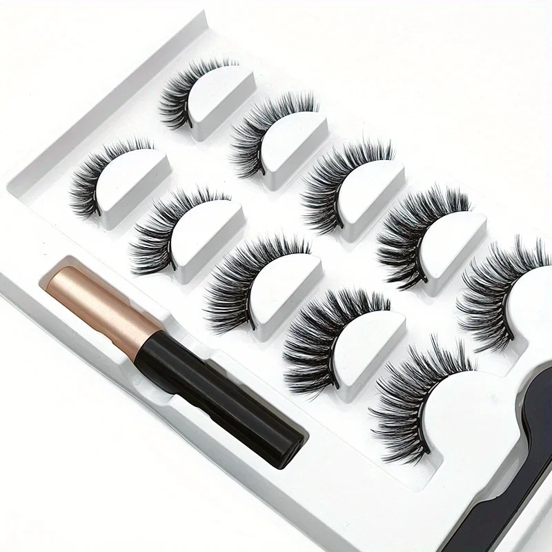 5 Pairs Magnete Eyelashes Set  - đánh giá và giá Eyelash Extension Uv Glue
