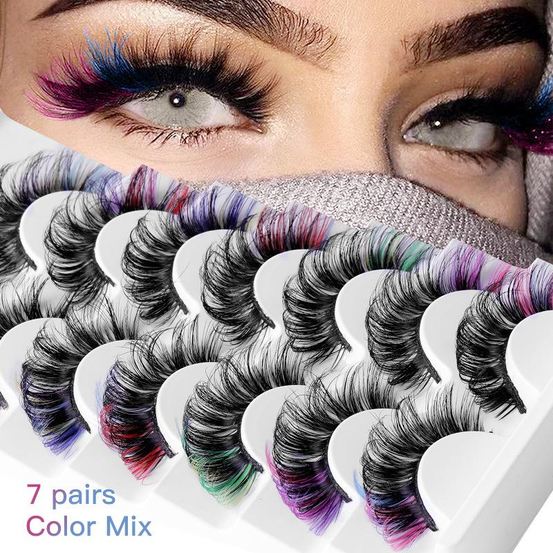 7 Pairs Colorful False Eyelash - đánh giá và giá Eyelash Extension Volume Lashes