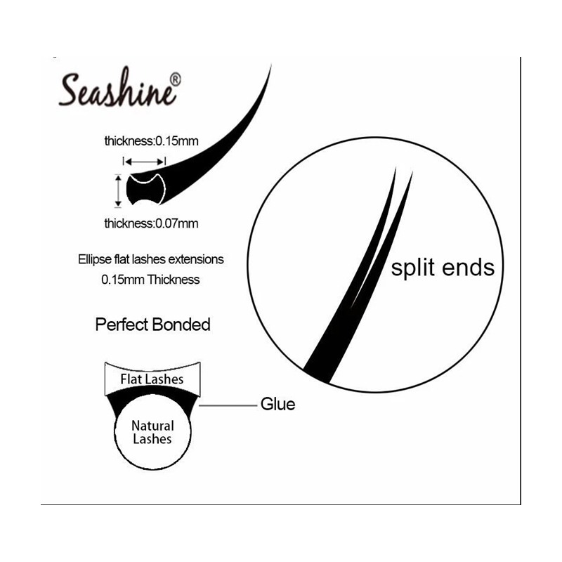 Seashine Hình Elip Dẹt Hàng Mi - đánh giá và giá Eyelash Extension C Curl
