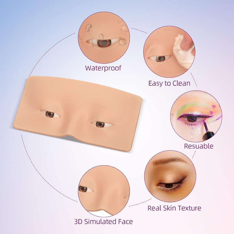 3D Silicone Face Makeup Practi - đánh giá và giá Eyelash Extension Open Eye