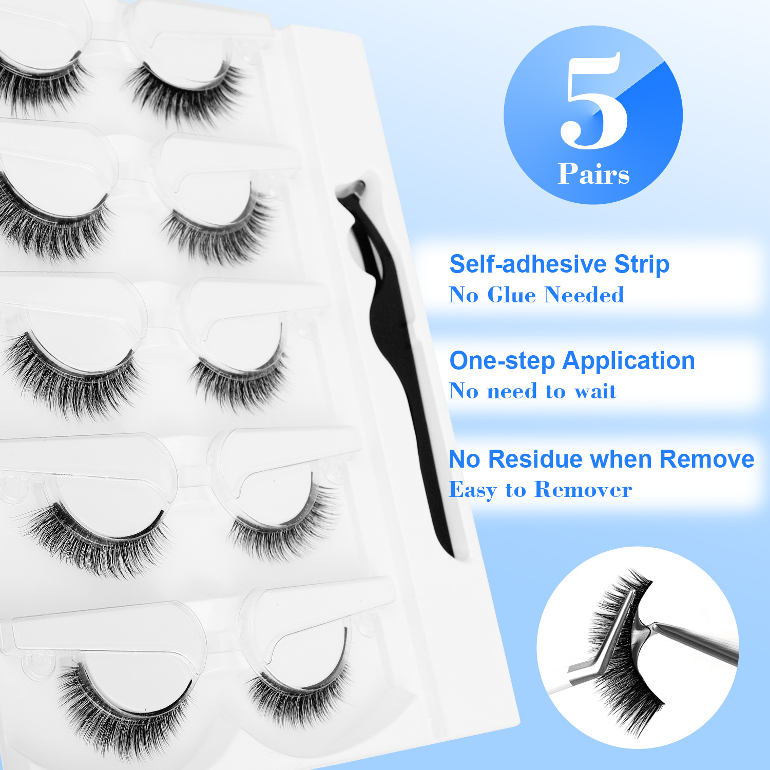 5 Pairs Glue-free Self-adhesiv - đánh giá và giá Eyelash Extension Uv Glue
